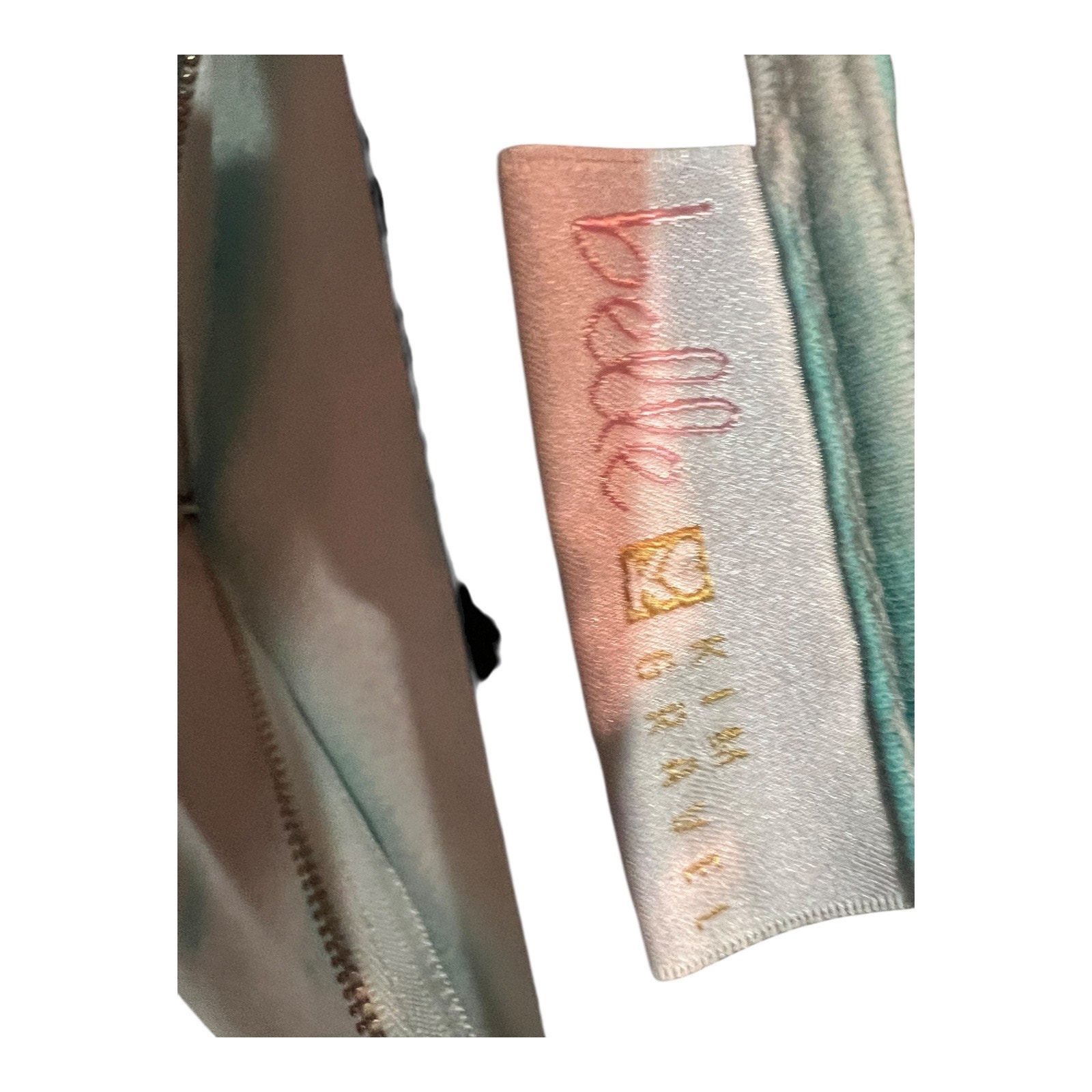 Belle Kim Gravel Tripleluxe Knit Signature Print Top Aqua Tie Dye Large A375863 — image 8 of 8